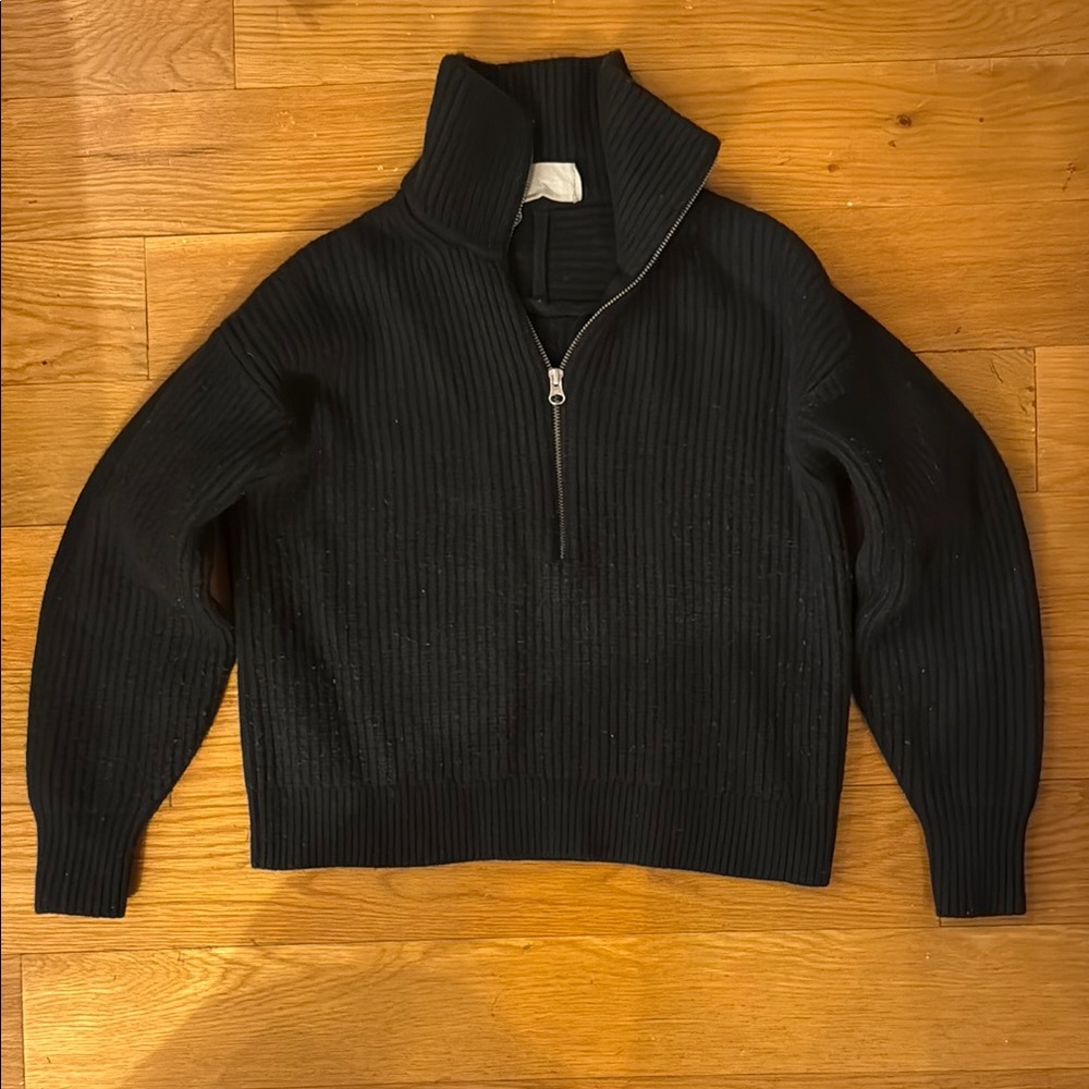 Black Ribbed Turtleneck Sweater